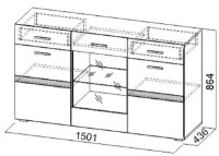 Комод-витрина SV-Мебель Соло Белый/Белый Глянец-Венге (ФР-10018182) фото №3 — интернет-магазин Desire.md
