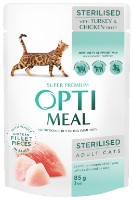 Hrană umedă pentru pisici Optimeal Adult Cats Sterilised Turkey & Chicken 12pcs