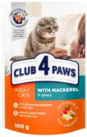 Hrană umedă pentru pisici Club 4 Paws Adult Cats with Mackerel 0.1kg 24pcs imaginea #1 — magazin online Desire.md