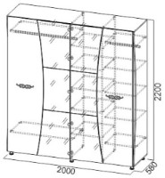 Dulap SV-Мебель Лагуна 7 4Д Ясень Шимо Темный/Жемчуг 2.0м imaginea #2 — magazin online Desire.md