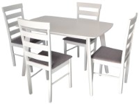 Set masă și scaune Evelin Cooper White  + 4 Gloria White/NV-10WP Grey