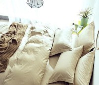 Lenjerie de pat Cottony Satin De Lux Stripe Crem Bej 2 (14401)