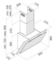 Вытяжка Tornado Ester 1100 (60) LED White фото №2 — интернет-магазин Desire.md