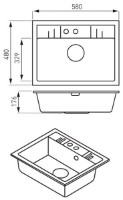 Кухонная мойка Ferro DRGM1/48/58BA 580x480mm Grafit (09586) фото №2 — интернет-магазин Desire.md