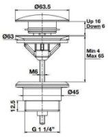 Донный клапан Herz Quick-Clack Black (UH16009B) фото №2 — интернет-магазин Desire.md