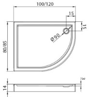 Душевой поддон New Trendy Maxima L B-0374 100x80x14 (06527) фото №2 — интернет-магазин Desire.md