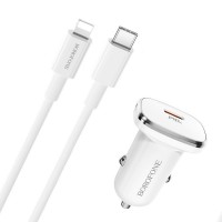 Автомобильная зарядка Borofone BZ12B with Type-C to Lightning White фото №2 — интернет-магазин Desire.md
