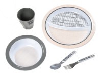 Set cadou de vesela pentru copii Beaba Pink Grid (913460)