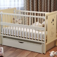 Кроватка Кузя Ведмедик Серый на маятнике с ящиком фото №2 — интернет-магазин Desire.md