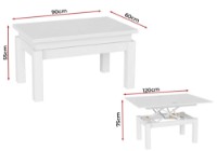 Măsuţă cafea MobiCasa B FLY Transformer 60/120x90 Alaska/Alb imaginea #3 — magazin online Desire.md