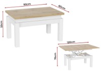 Măsuţă cafea MobiCasa B FLY Transformer 60/120x90 Tahoe/Alb imaginea #3 — magazin online Desire.md