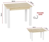 Masă pentru bucătărie MobiCasa Dinner Transformer 60/120x90 Sonoma/Alb imaginea #3 — magazin online Desire.md