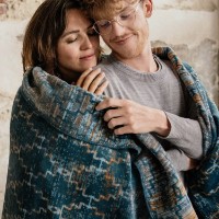 Плед IBENA Jacquard Aparan 150x200cm Petrol/Brown фото №2 — интернет-магазин Desire.md