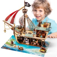 Puzzle 3D-constructor CubicFun Pirate Treasure Ship (P832h) imaginea #2 — magazin online Desire.md