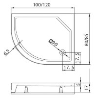 Душевой поддон New Trendy Maxima L B-0338 100x80x17 (06560) фото №2 — интернет-магазин Desire.md