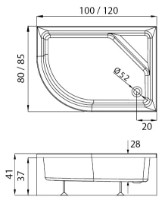 Cadița de duș New Trendy Maxima L B-0386 100x80x41 (16680) imaginea #2 — magazin online Desire.md
