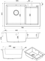 Chiuvetă de bucătărie Fabiano Cubix 79x51K Anthracite imaginea #2 — magazin online Desire.md