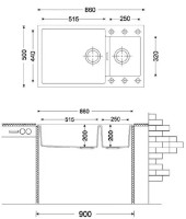 Chiuvetă de bucătărie Fabiano Quadro 86x50x15 Cream imaginea #2 — magazin online Desire.md