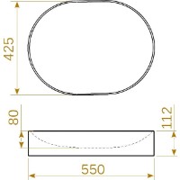 Умывальник Montebella 550x425 Oval Alpaka фото №2 — интернет-магазин Desire.md