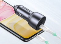 Încărcător auto Ugreen 2xPD Car Charger Space Grey (70594) imaginea #4 — magazin online Desire.md