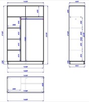 Шкаф-купе Mobildor-Lux Fox Chipboard/Mirror 140x220 White (fox5485) фото №4 — интернет-магазин Desire.md
