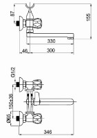 Смеситель для ванны Rubineta C-1 Cross (C) (K) (C1CK06) фото №2 — интернет-магазин Desire.md