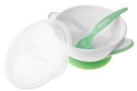 Set bol cu lingura si capac Akuku A0504 White/Green imaginea #3 — magazin online Desire.md