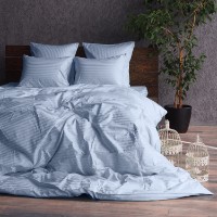 Lenjerie de pat Cottony Satin de Lux Tip Hotelier Stripe Light Blue 2E (268462) imaginea #2 — magazin online Desire.md