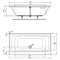 Cadă de baie Ideal Standart Tonic II Duo 200x100 K746601 imaginea #3 — magazin online Desire.md