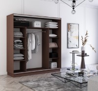 Dulap cu uşi glisante Mobildor-Lux Fox 200x220 (2226 Wenghe) Uși PAL ambele imaginea #2 — magazin online Desire.md