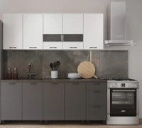 Кухонный гарнитур ML-Mobila Омега 2.0m Белый/Антрацит/Белый