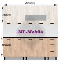 Bucătărie ML-Mobila Omega 2.0m Alb/Antracit/Alb imaginea #2 — magazin online Desire.md