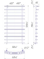 Полотенцесушитель Mario 1200х630/500 фото №2 — интернет-магазин Desire.md