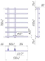 Полотенцесушитель Mario Marsel 700х530/160 фото №2 — интернет-магазин Desire.md