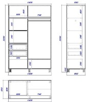 Шкаф-купе Mobildor-Lux Aron 140x220 White/Oak Sonoma (aron2042) K фото №3 — интернет-магазин Desire.md