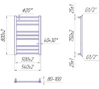 Полотенцесушитель Mario Premium Classic 800х540/500 фото №2 — интернет-магазин Desire.md