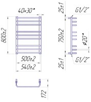 Uscător de prosoape Mario Premium Standard 800х540/500 imaginea #2 — magazin online Desire.md