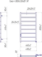 Полотенцесушитель Mario Tokio-I 800х500/80 TR K фото №2 — интернет-магазин Desire.md