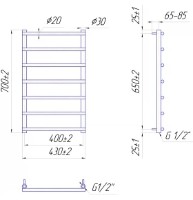 Полотенцесушитель Mario Turin 700х430/400 фото №2 — интернет-магазин Desire.md