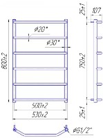 Полотенцесушитель Mario Trapeze HP 800х530/500 фото №2 — интернет-магазин Desire.md