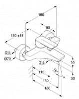 Смеситель для ванны Kludi Pure & Style (406813975) фото №2 — интернет-магазин Desire.md