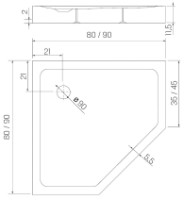 Cadița de duș New Trendy Mild Stone B-0519 90x90x11.5 (17220) imaginea #2 — magazin online Desire.md