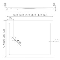 Cadița de duș New Trendy Cantare B-0424 100x80x4.5 (17227) imaginea #2 — magazin online Desire.md