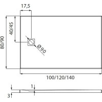 Душевой поддон New Trendy Mori B-0396 100x80x3 (16335) фото №2 — интернет-магазин Desire.md