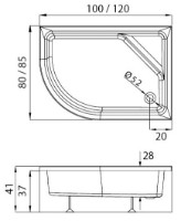 Душевой поддон New Trendy Maxima R B-0387 100x80x41 (13407) фото №2 — интернет-магазин Desire.md