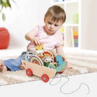 Jucarie de impins si tras Fisher Price Wooden Pull Along Cart (72031A) imaginea #2 — magazin online Desire.md