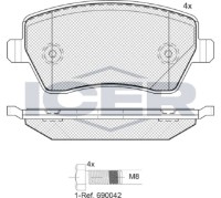 Комплект тормозных колодок ICER 181534-700 фото №2 — интернет-магазин Desire.md