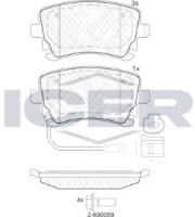 Комплект тормозных колодок ICER 181674-203 фото №2 — интернет-магазин Desire.md