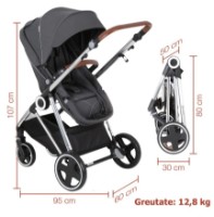 Коляска BabyGo 3in1 Halime Grey (74112) фото №9 — интернет-магазин Desire.md