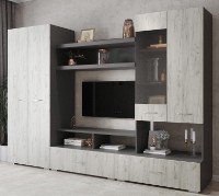 Гостиная ML-Mobila МЛ-1 Вар.1 2800 Антрацит/Дуб Крафт Белый